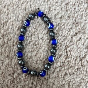 Blue and Black Beaded Bracelet
